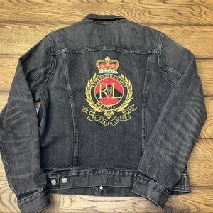 Polo Ralph Lauren Embroidered RL Crest LXVII 67 Denim Jean Jacket Mens Large NEW